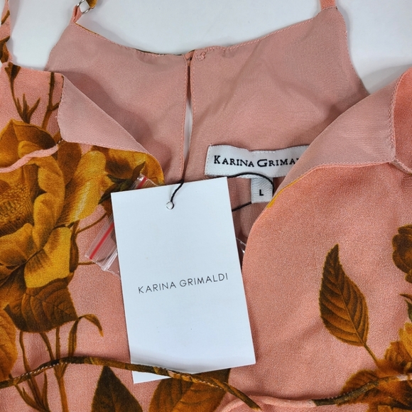 KARINA GRIMALDI Pink Cassandra Ruffled Dress sz L - Picture 4 of 6